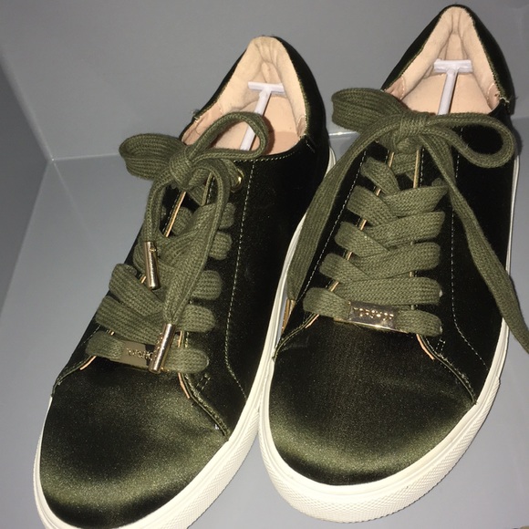Topshop Shoes - NEW Topshop Satin Olive Lace Up Trainers Sneakers